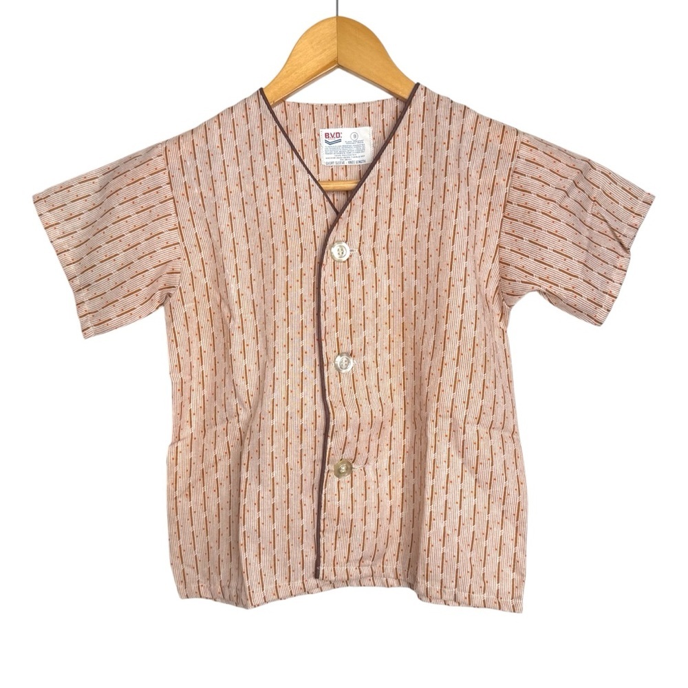 Vintage BVD Flame‑Resistant Permanent‑Press Pajamas Boys Size 8 Orange / Brown - Picture 2 of 8